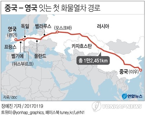 中-英 잇는 첫 화물열차 1만2천km 달려 런던 도착 - 1