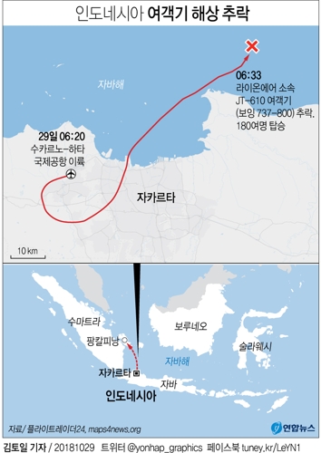 [그래픽] 인니 여객기 자카르타 인근 해상 추락