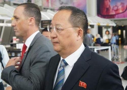 North Korean Foreign Minister Ri Yong-ho arrives at JFK International Airport in New York on Sept. 20, 2017. (Yonhap)