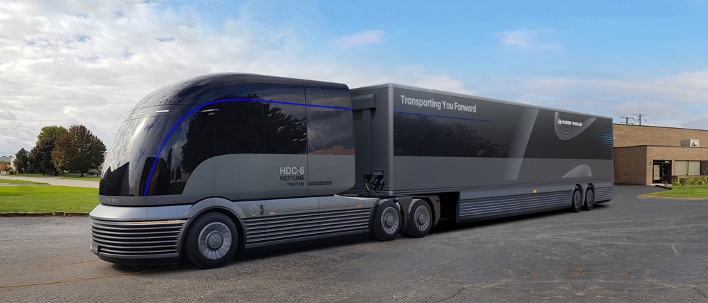 This undated photo provided by Hyundai Motor shows the carmaker's Neptune hydrogen-powered heavy-duty truck concept released at the 2019 North American Commercial Vehicle Show in Atlanta. (PHOTO NOT FOR SALE) (Yonhap)
