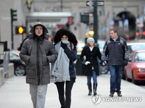 미국 동북부 한파 체감온도 영하 30도대…"생명 위협 수준"(종합) - 2