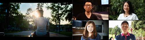 뉴질랜드에서 성공한 한인 1.5세들이 후배들에게 조언하는 '멘토를 만나세요'가 제작됐다. 오른쪽은 멘토로 출연한 기타리스트 임현정(위쪽 좌), 변호사 안진(위쪽 우), 의사 박혜원(아래쪽 좌), 프로골퍼 나운철(아래쪽 좌)