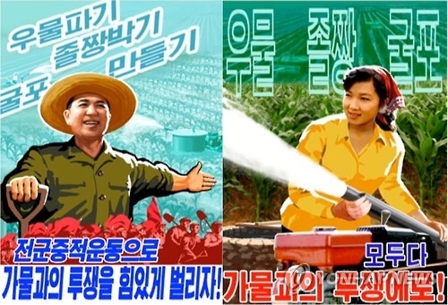 지난 2015년 나온 북한 '가뭄과의 투쟁' 독려 포스터