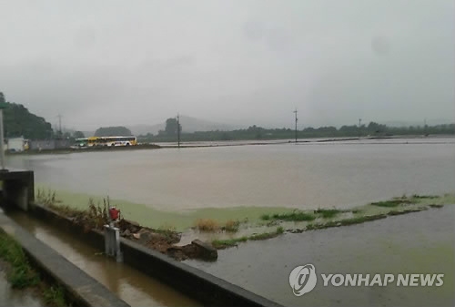 광주에 호우경보…침수된 농경지