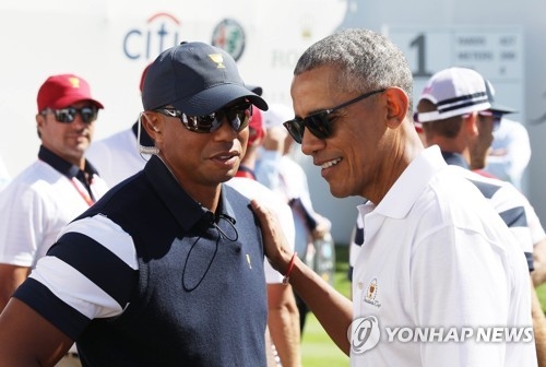 골프황제 타이거 우즈와 버락 오바마 전 대통령