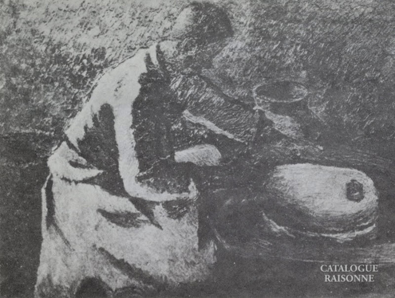 박수근, 맷돌질하는 여인, 1940