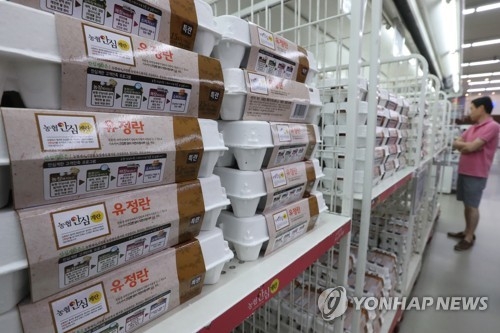 대형마트에 진열된 고급 계란 [연합뉴스 자료사진]
