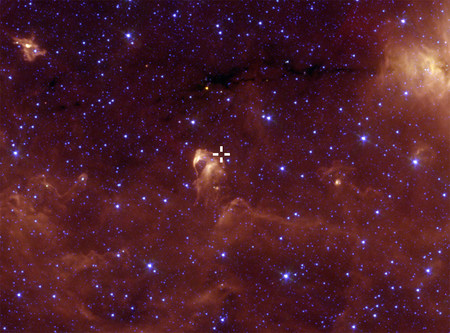 스피처 망원경이 포착한 화살자리의 가이아 17bpi(중앙) 
