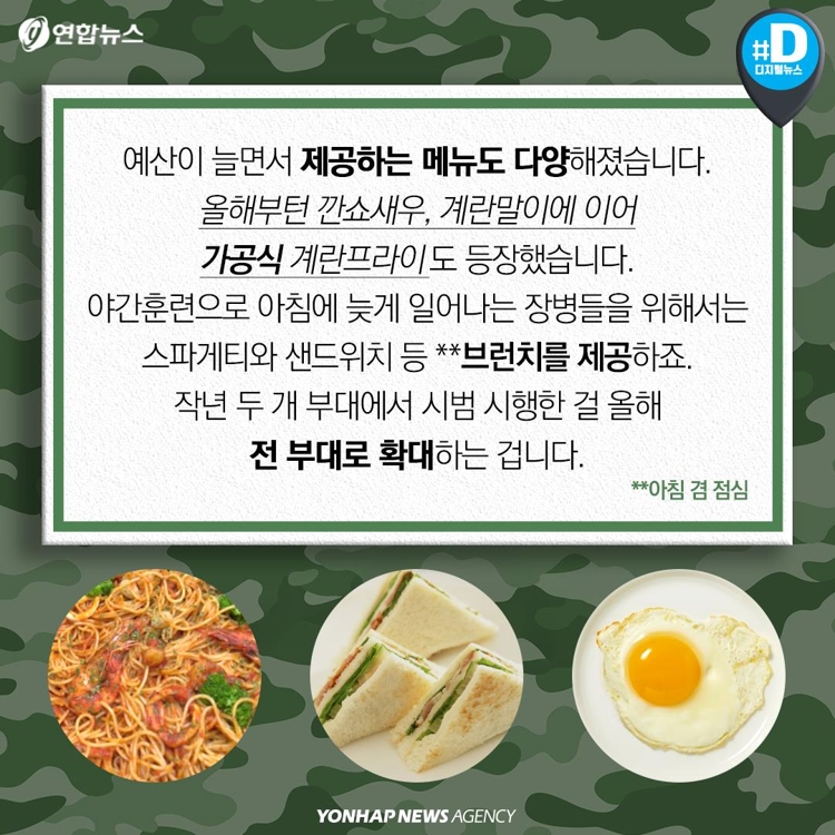[카드뉴스] 배고파서 먹던 '짬밥'은 옛말…군대서 '브런치' 먹는다 - 9