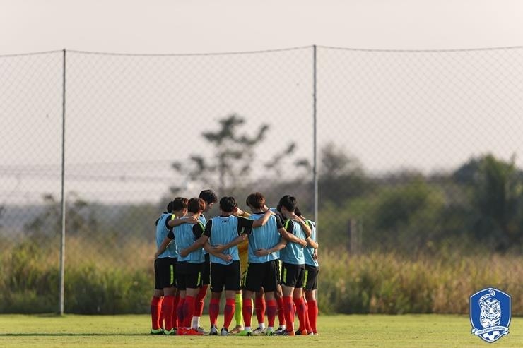 경기 준비하는 U-22 축구대표팀 선수들