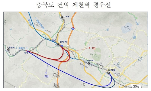 충북도 건의 제천역 경유선