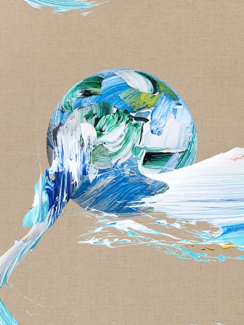 매튜 스톤, 푸른 구, 린넨에 디지털 프린트, 40×30cm, 2019
