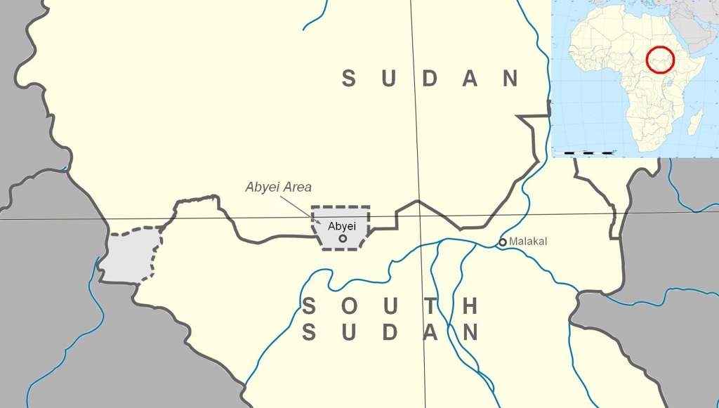 아프리카 수단과 남수단의 국경 지역인 아비에이가 표시된 지도[구글 이미지]