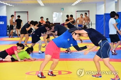 평창에서 전지훈련 중인 레슬링 선수단