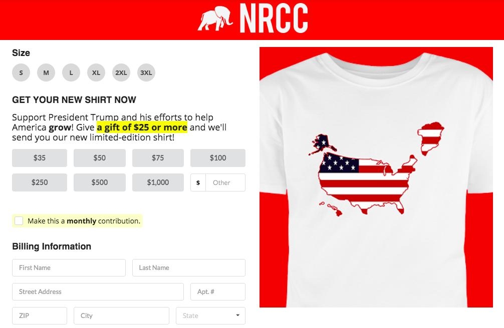 美공화당 의회위원회(NRCC)가 트위터에서 판매하는 '그린란드 티셔츠' [트위터 갈무리]
