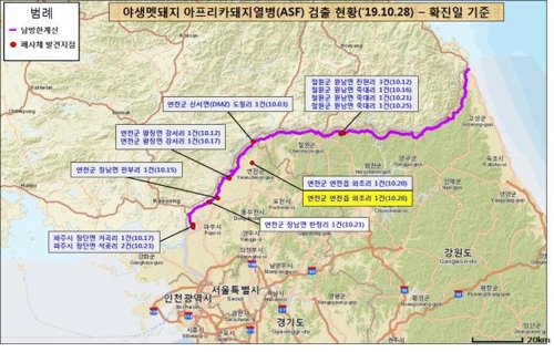 아프리카돼지열병 감염 멧돼지 폐사체 발견 현황