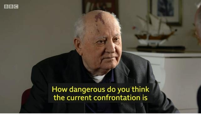 영국 BBC방송과 인터뷰하는 고르바초프 전 소련 공산당 서기장[BBC 유튜브 화면 캡처]
