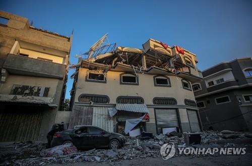 이스라엘의 가자지구 표적공습으로 숨진 '이슬라믹 지하드' 고위 사령관의 집[EPA=연합뉴스]