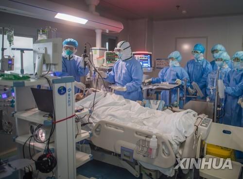 중국 후베이성 우한의 한 병원 집중치료병동