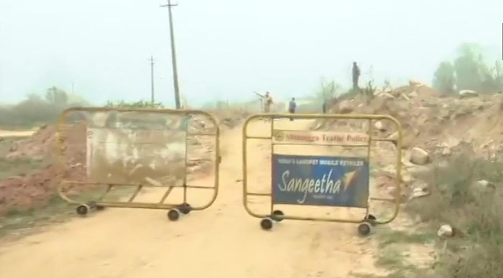 폭발사고로 봉쇄된 인도 남부 카르나타카주 쇄석장 지역. [ANI통신 트위터 캡처, 재판매 및 DB 금지]