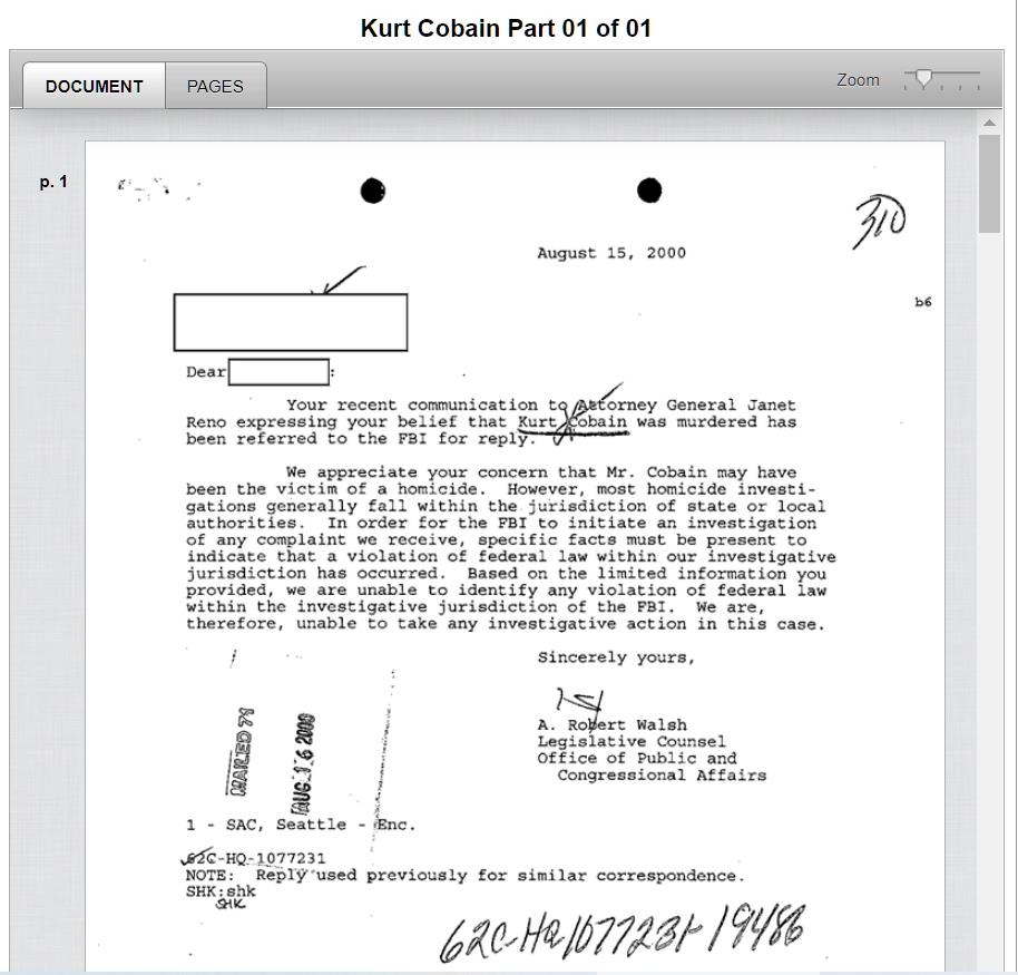 FBI가 공개한 커트 코베인 파일