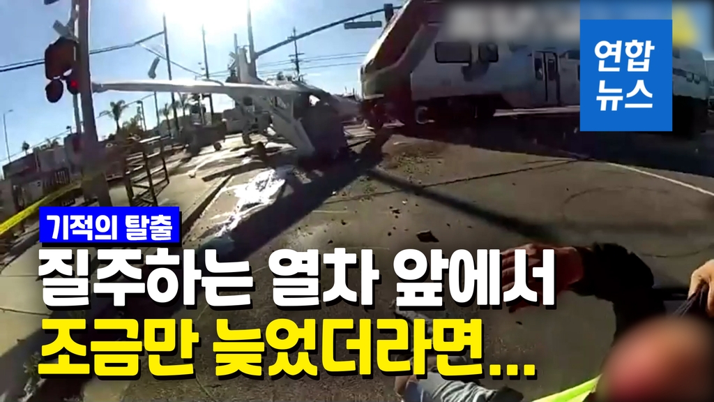 [영상] 질주하던 열차가 비행기 덮치기 직전, 조종사 구한 경찰들 - 2
