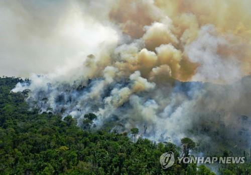 2020년 8월 브라질 아마존 숲이 불타는 모습. [EPA= 자료사진]
