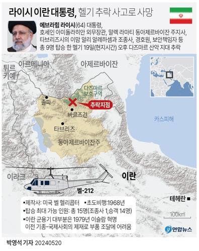 [그래픽] 라이시 이란 대통령 헬기 추락 사고로 사망(종합)