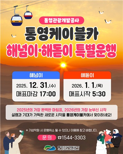 통영케이블카 타고 2025년 해넘이·2026년 해돋이 감상