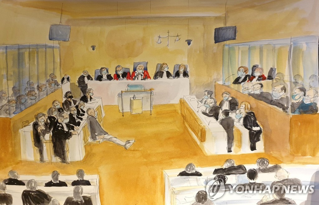 2015년 프랑스 주간지 샤를리 에브도 테러 공범들에 대한 재판 스케치