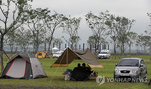 낙동강변 삼락생태공원 오토캠핑장 <연합뉴스 자료사진>