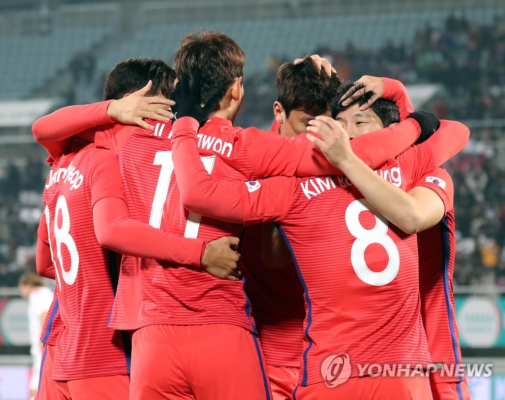 똘똘뭉친 한국 축구팀