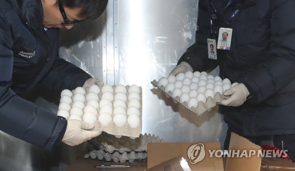 지난 12일 미국산 계란 150kg(2천160개)이 인천공항에 도착했다 [연합뉴스 자료사진]
