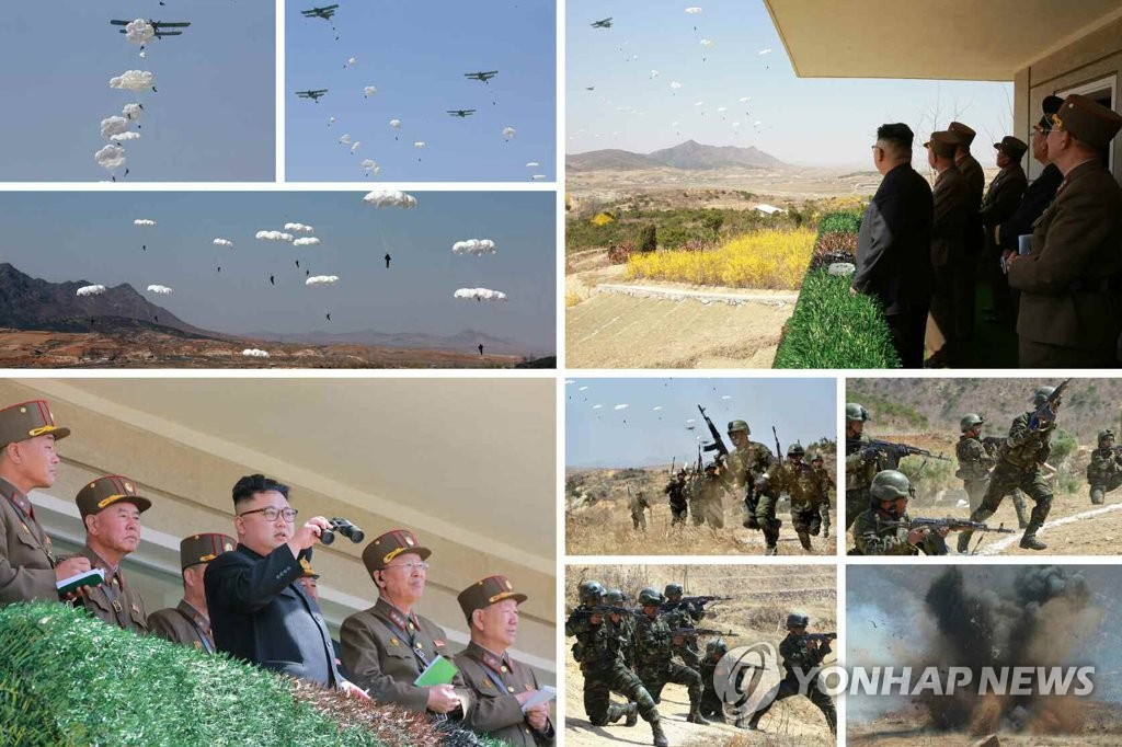 美 군사압박 속 北김정은, 특수부대 '타격대회' 참관