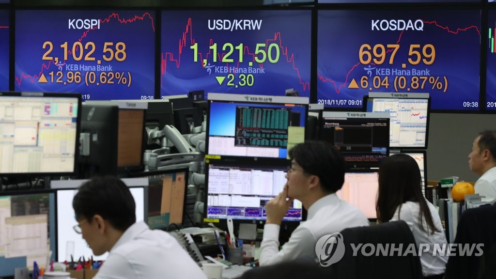 코스피 장중 2,100선 회복