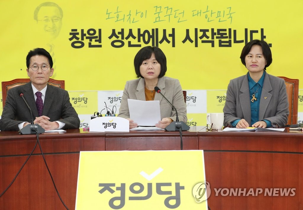 상무위원회 회의에서 발언하는 이정미 대표