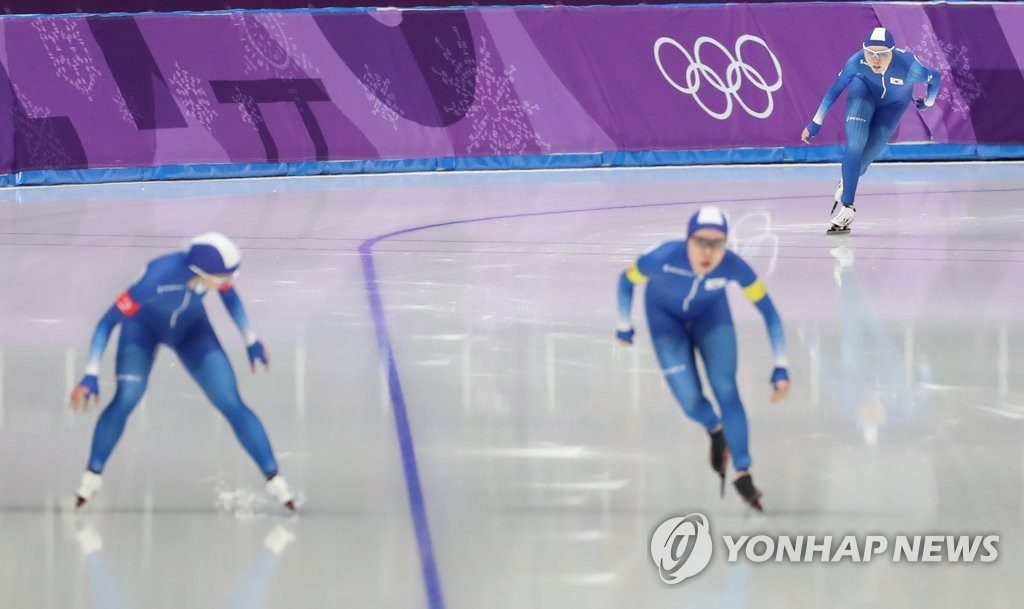 평창올림픽 여자 팀추월 경기 장면