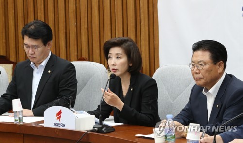 발언하는 자유한국당 나경원 원내대표