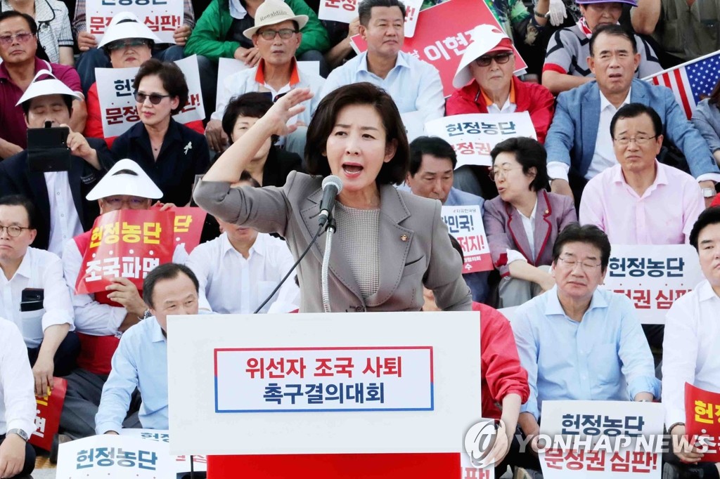 발언하는 자유한국당 나경원 원내대표
