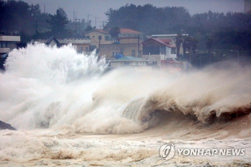 태풍 '타파'가 몰고온 거대 파도