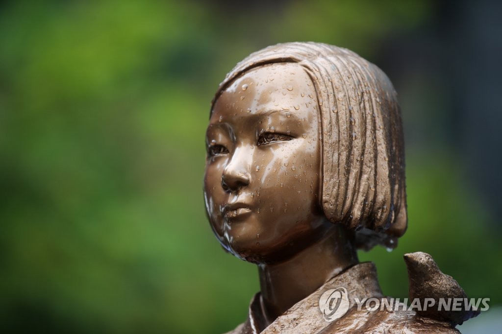 Raindrops on girl statue of peace Raindrops on girl statue of peace