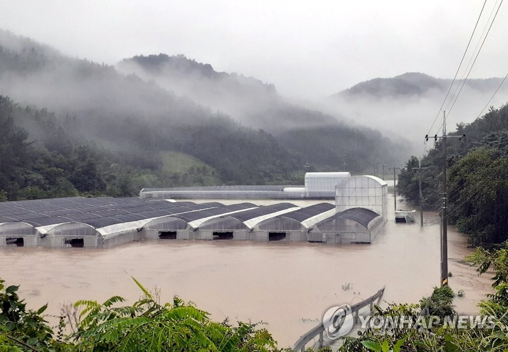 Farmland flooded due to heavy rain Farmland flooded due to heavy rain