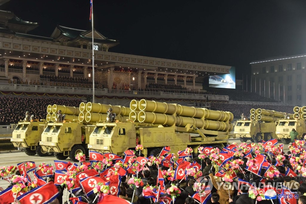 북한 당대회 기념 야간열병식…전략·전술무기 등장