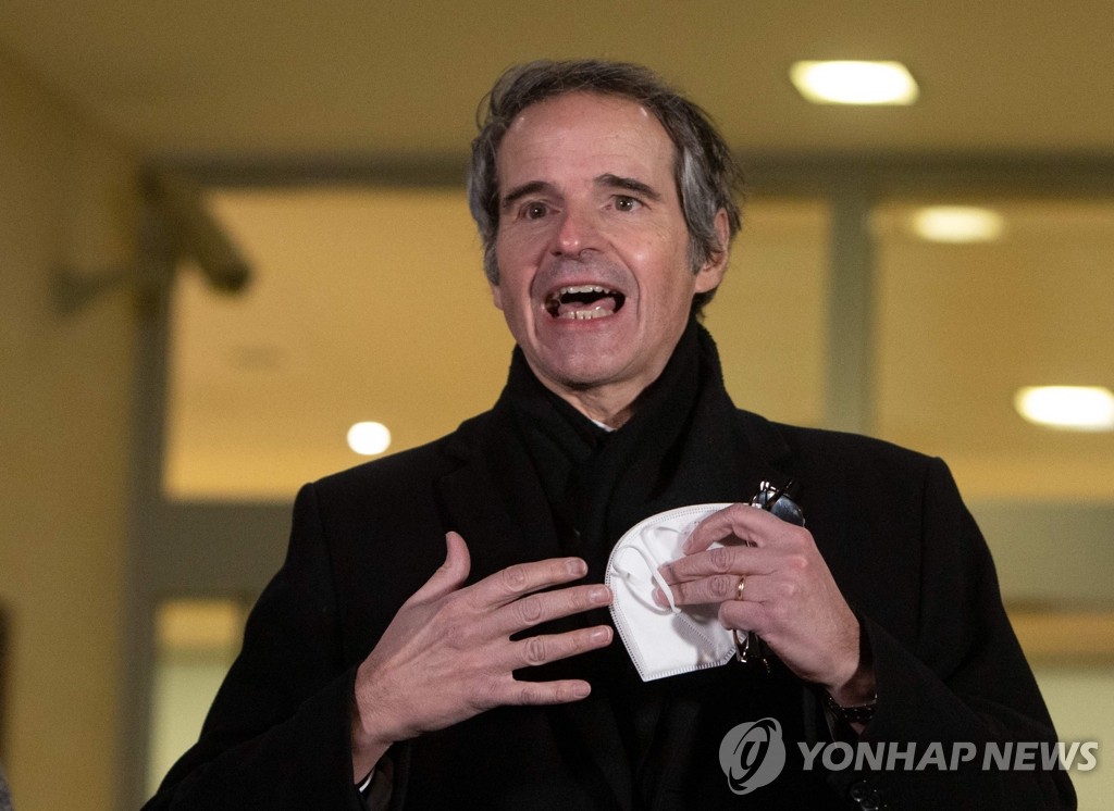 이란 방문 결과 설명하는 그로시 IAEA 사무총장