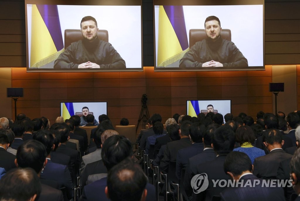 젤렌스키 우크라 대통령, 일본 국회 화상 연설