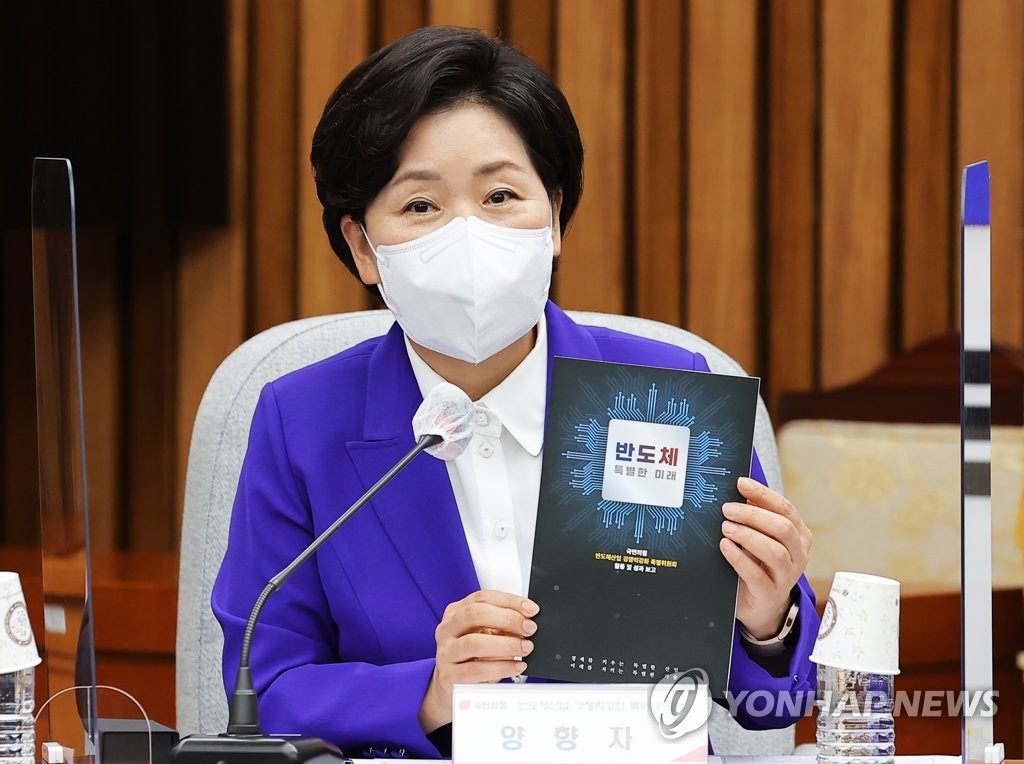 반도체 산업 당·정 정책협의회에서 발언하는 양향자 반도체 특위 위원장