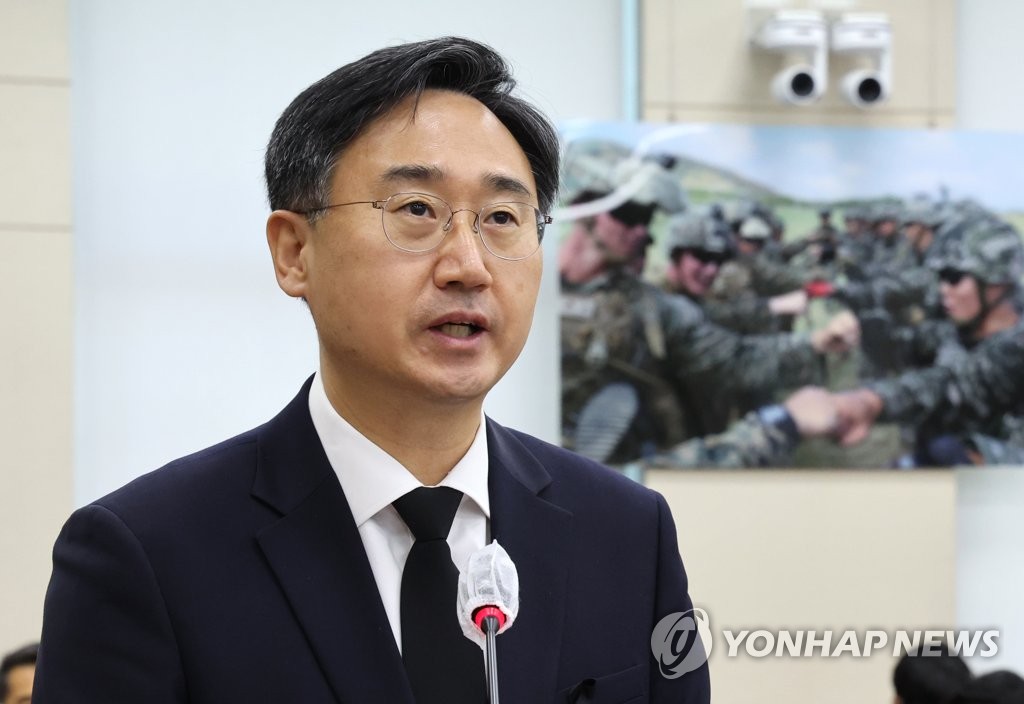 This file photo, taken Nov. 4, 2022, shows Vice Defense Minister Shin Beom-chul speaking during a parliamentary session at the National Assembly in Seoul. (Yonhap)