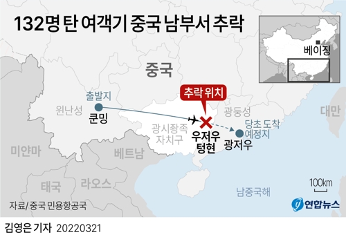 [그래픽] 132명 탄 여객기 중국 남부서 추락