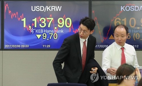 This file photo shows a Seoul bank's foreign exchange dealing room. (Yonhap)