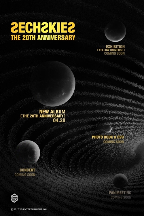 This poster uploaded on YG Entertainment's official blog shows a number of upcoming events to mark the 20th anniversary of boy band Sechs Kies. (Yonhap)